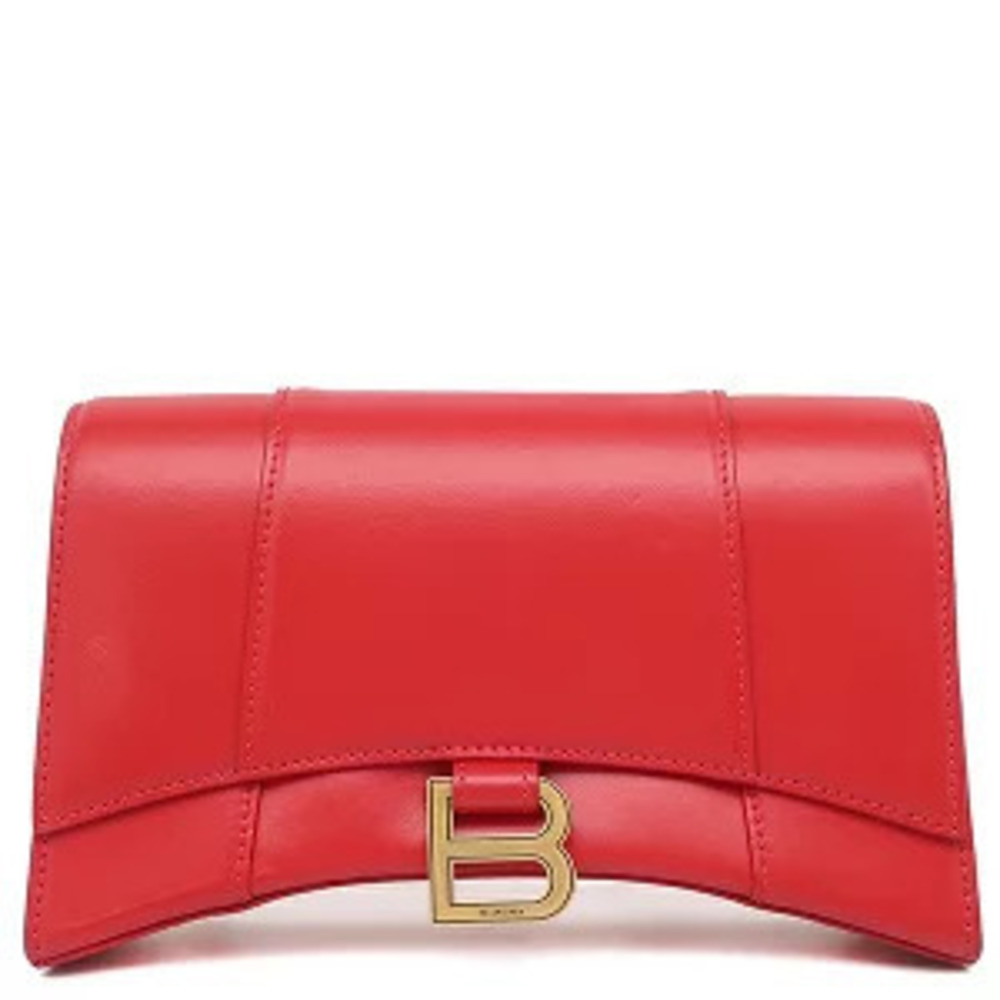 Balenciaga bag HOUR GLASS Leather Red Clutch Chain Shoulder